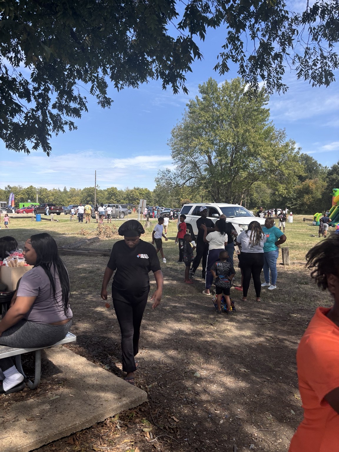Families gathering in a park